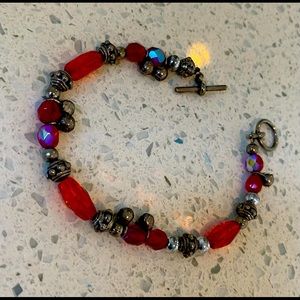 Glass and silver beads bracelet